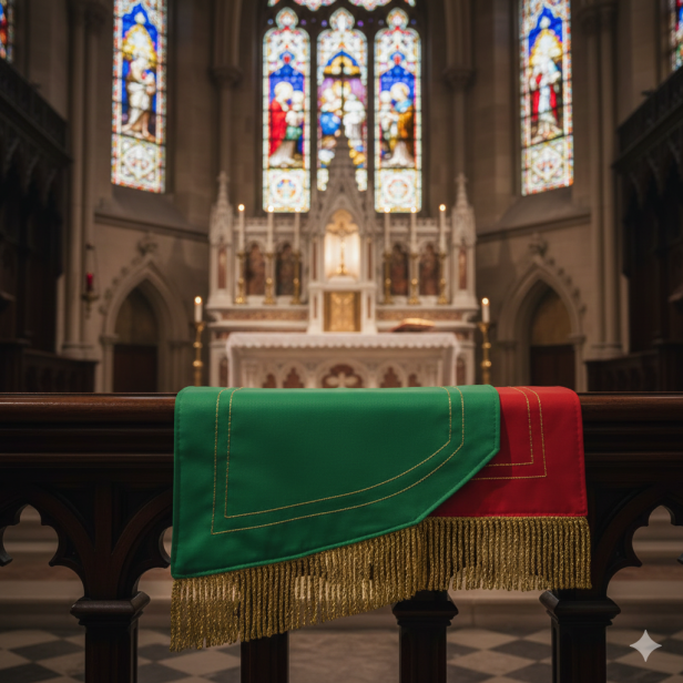 Pelerynka ministrancka dwustronna – biało-fioletowa / zielono-czerwona