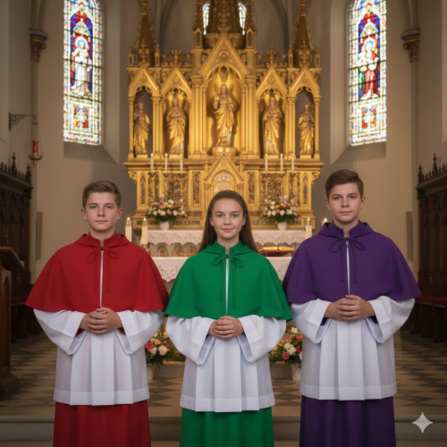 Strój ministrancki dwuczęściowy – pelerynka z kapturem