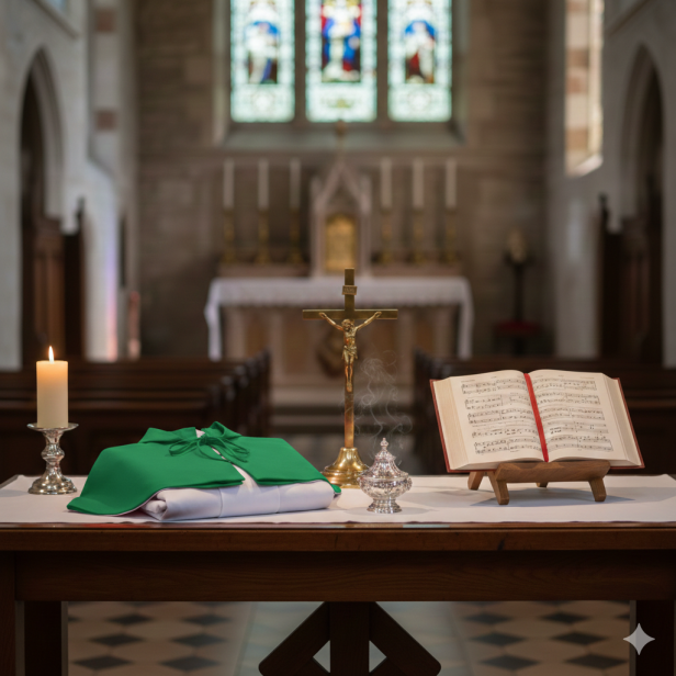 Strój ministrancki dwuczęściowy – pelerynka z kapturem