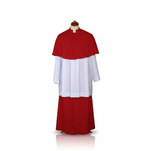 Strój ministrancki dwuczęściowy – pelerynka z ozdobnymi guzikami