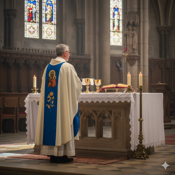 Ornat Matka Boża Częstochowska – haftowany z elementami malowanymi | Szaty liturgiczne