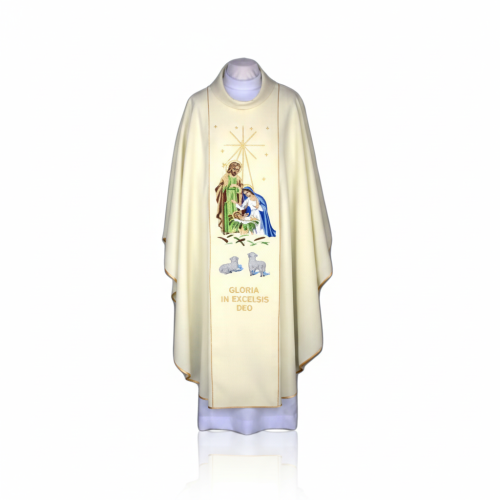 Ornat Bożonarodzeniowy ecru – Gloria in Excelsis Deo | Dwustronny