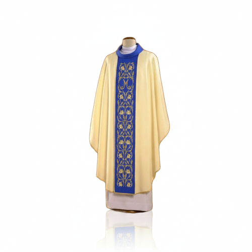 Ornat Maryjny – bogaty haft na modrakowym pasie | Uroczysty model