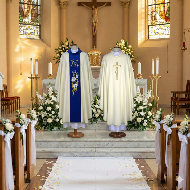 Ornat haftowany – symbolika ślubna | Szaty liturgiczne