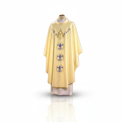 rnat Maryjny ecru – nowoczesny haft geometryczny | Model współczesny