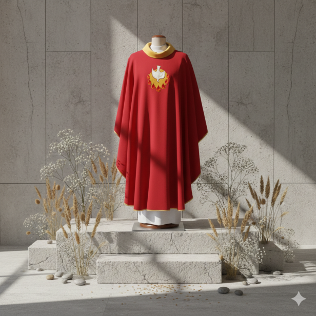 Ornat haftowany Duch Święty – symbolika Pięćdziesiątnicy | Szaty liturgiczne