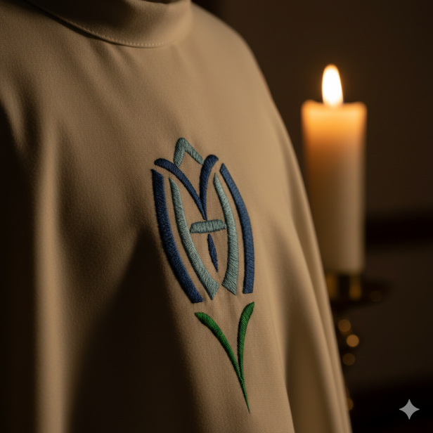 Ornat Maryjny minimalistyczny – haft symbolu serca | Szaty Liturgiczne