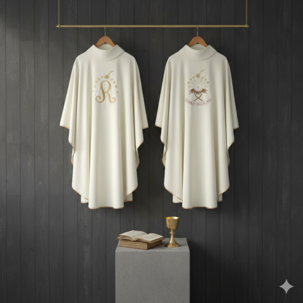 Ornat Bożonarodzeniowy ecru – symbol Chrystusa | Dwustronny