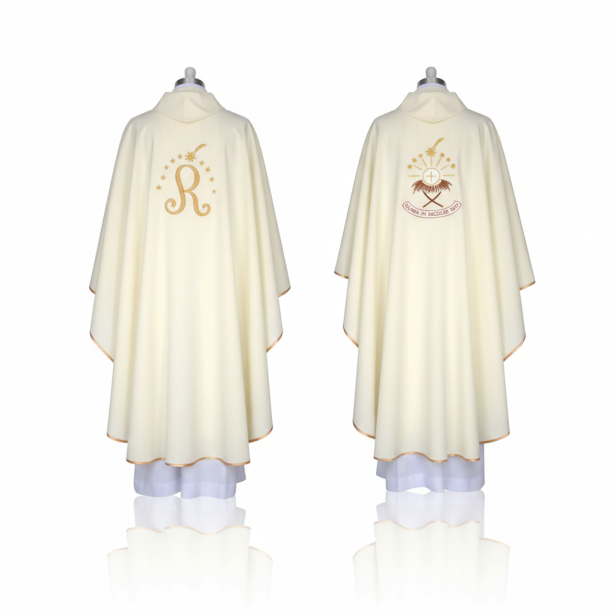 Ornat Bożonarodzeniowy ecru – symbol Chrystusa | Dwustronny