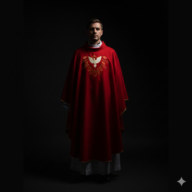 Ornat Duch Święty – gołębica i promienie | Dwustronny haft IHS