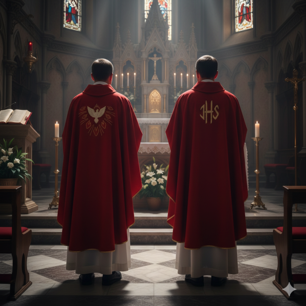 Ornat Duch Święty – gołębica i promienie | Dwustronny haft IHS