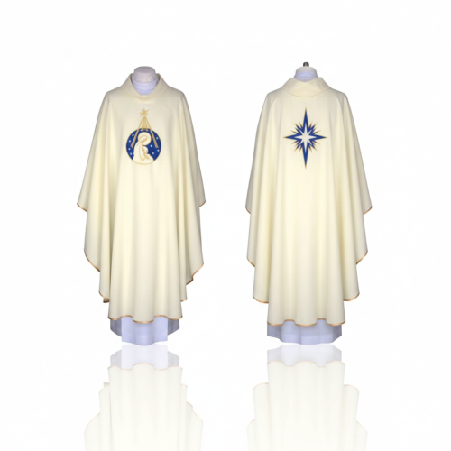 Ornat Bożonarodzeniowy ecru – Gwiazda Betlejemska | Dwustronny