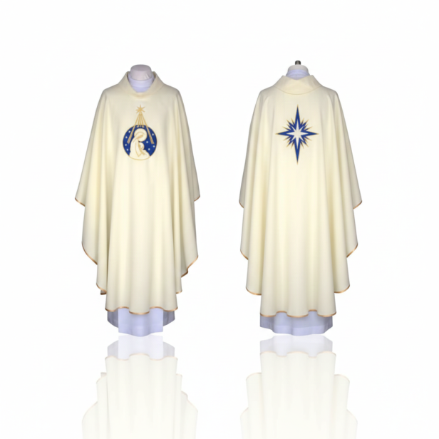 Ornat Bożonarodzeniowy ecru – Gwiazda Betlejemska | Dwustronny