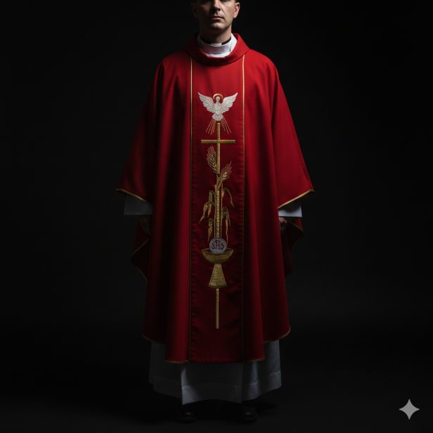 Ornat Duch Święty – symbolika eucharystyczna IHS | Szaty liturgiczne