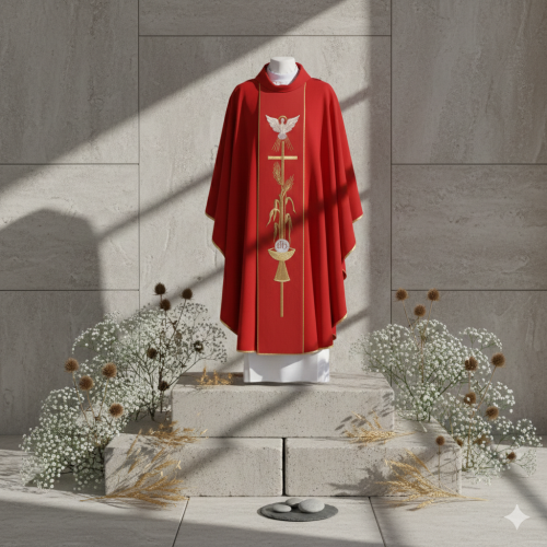 Ornat Duch Święty – symbolika eucharystyczna IHS | Szaty liturgiczne