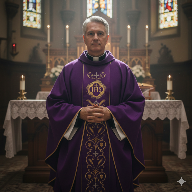 Ornat haftowany z atłasowym pasem – 5 kolorów liturgicznych