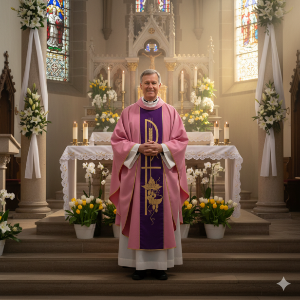 Ornat brokatowy z tkanym pasem – 6 kolorów liturgicznych