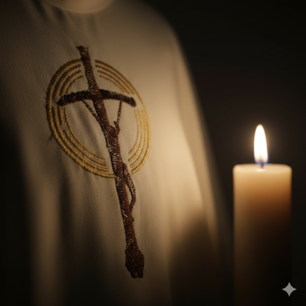 Ornat haftowany – Krzyż Papieski | Model uroczysty