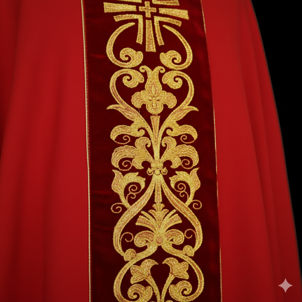 Ornat haftowany z aksamitnym pasem – 5 kolorów liturgicznych