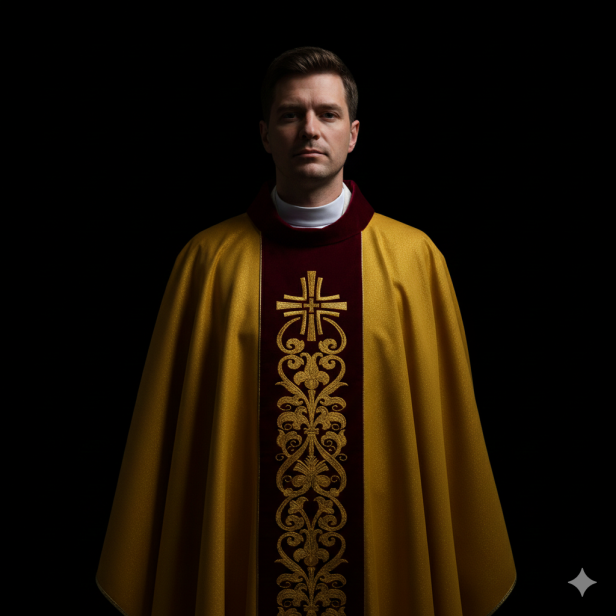 Ornat haftowany z aksamitnym pasem – 5 kolorów liturgicznych