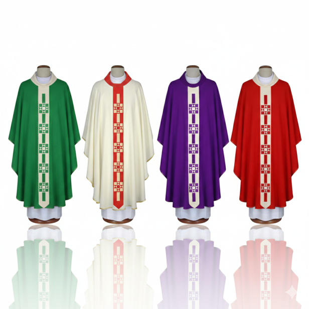 Ornat haftowany z wąskim pasem – model nowoczesny (4 kolory)