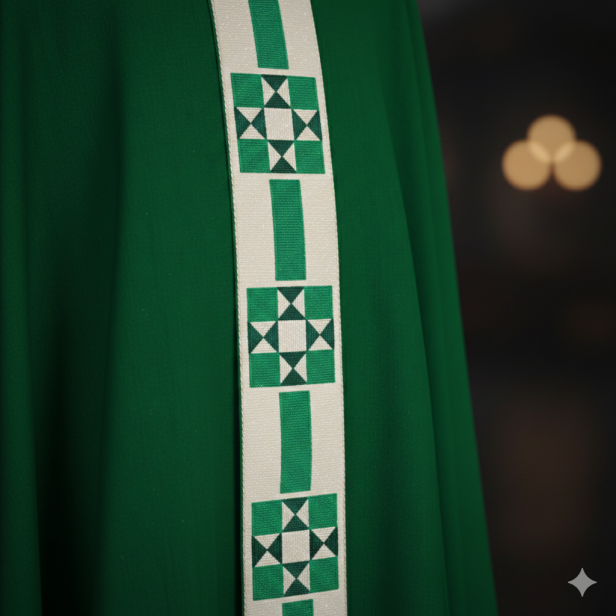 Ornat haftowany z wąskim pasem – model nowoczesny (4 kolory)