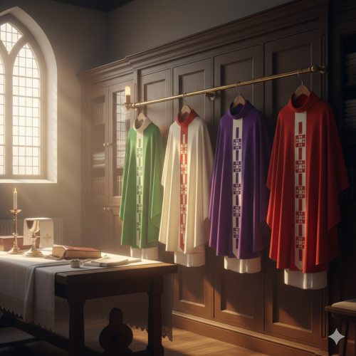 Ornat haftowany z wąskim pasem – model nowoczesny (4 kolory)