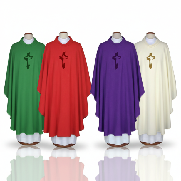 Ornat haftowany z krzyżem – model klasyczny (4 kolory)