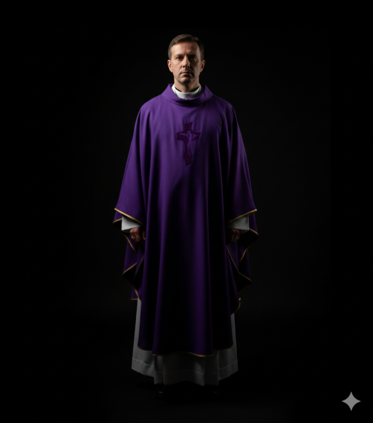 Ornat haftowany z krzyżem – model klasyczny (4 kolory)