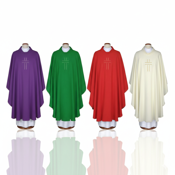 Ornat minimalistyczny z subtelnym haftem krzyża – 4 kolory