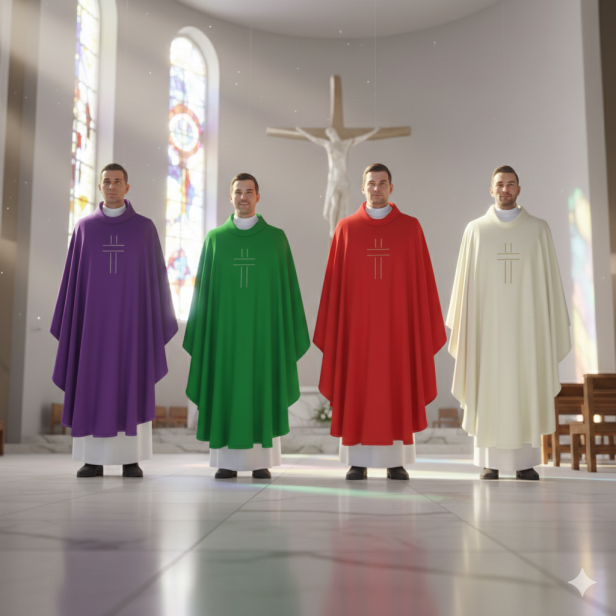 Ornat minimalistyczny z subtelnym haftem krzyża – 4 kolory