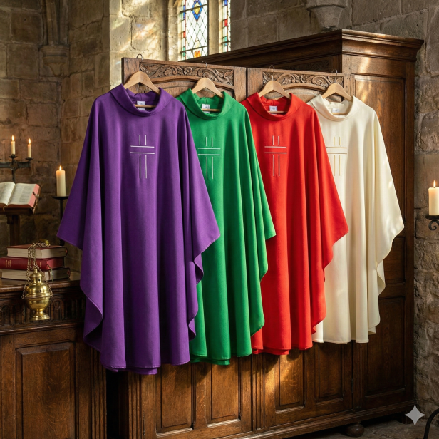 Ornat minimalistyczny z subtelnym haftem krzyża – 4 kolory