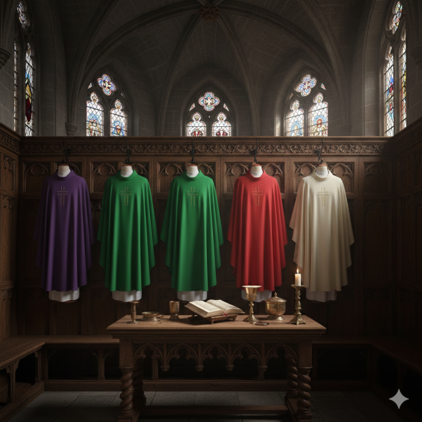 Ornat minimalistyczny z subtelnym haftem krzyża – 4 kolory