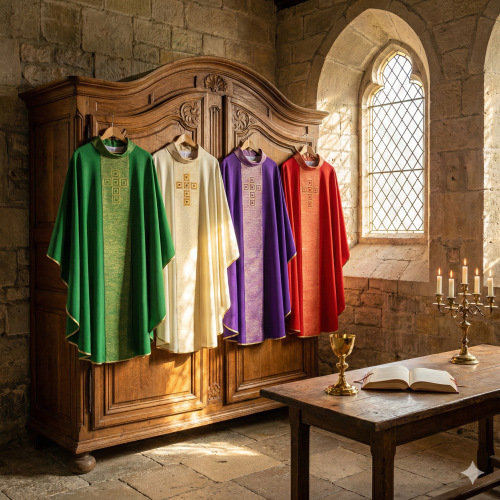 Ornat z haftowanym pasem i kamieniami – model uroczysty (4 kolory)