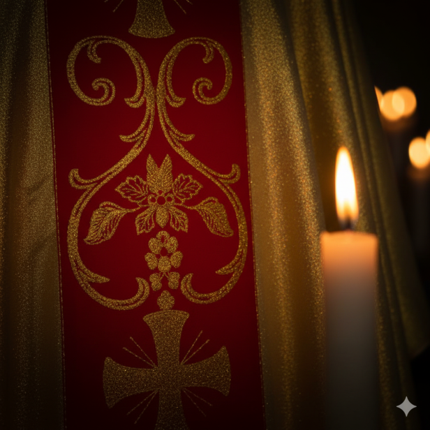 Ornat brokatowy z tkanym pasem – model uroczysty (5 kolorów)