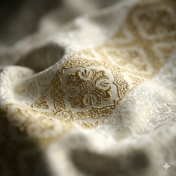 Ornat adamaszkowy z eleganckim tkanym pasem – 4 kolory