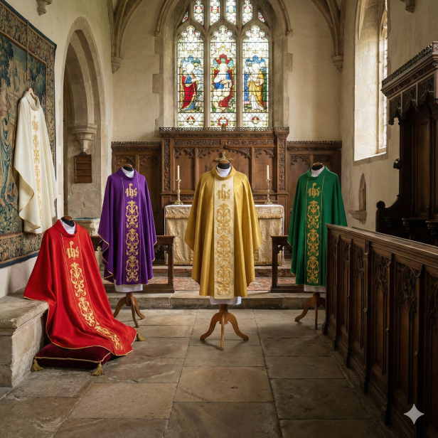 Ornat z bogatym haftem IHS – model uroczysty | 5 kolorów