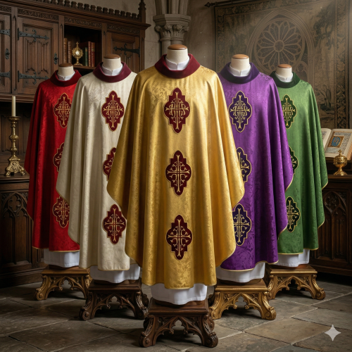 Ornat z haftem i aksamitnymi aplikacjami – model reprezentacyjny | 5 kolorów