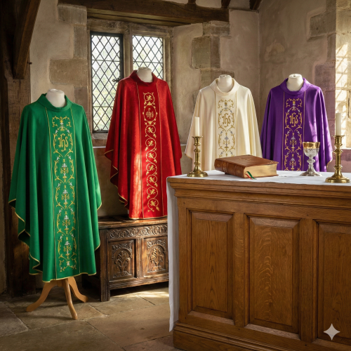 Ornat z bogatym haftem IHS – model klasyczny | 4 kolory