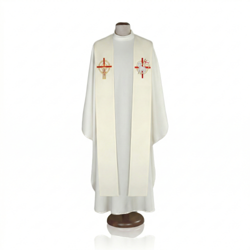 Stuła kapłańska haftowana – symbol Zmartwychwstania | ecru