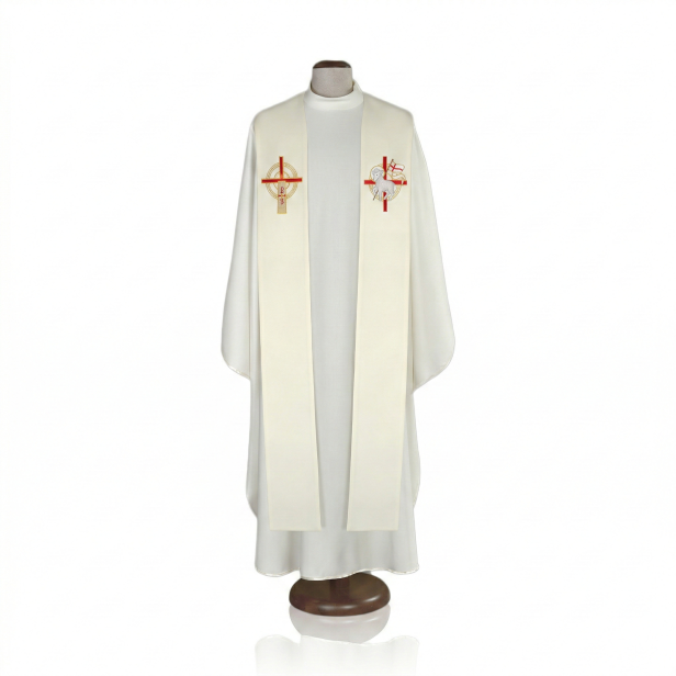 Stuła kapłańska haftowana – symbol Zmartwychwstania | ecru