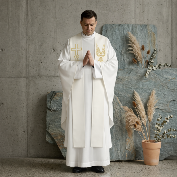 Stuła kapłańska ślubna – Sakrament Małżeństwa | ecru złota