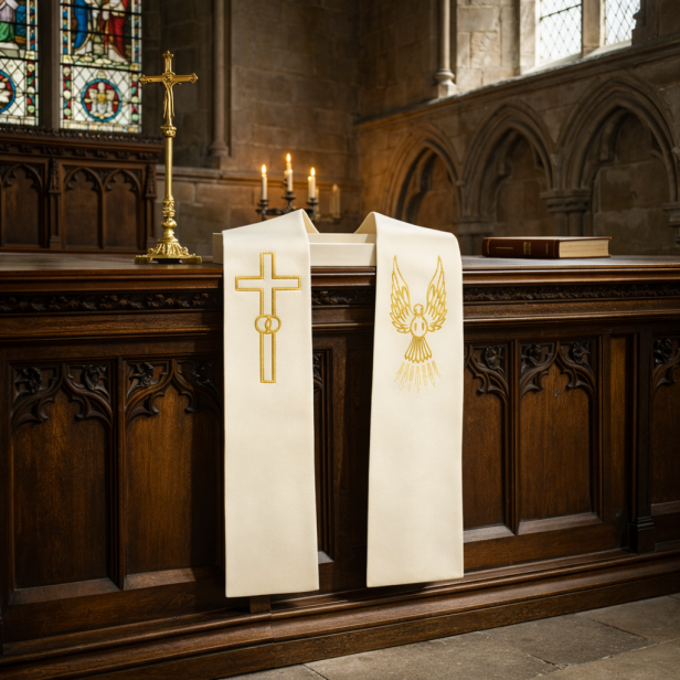 Stuła kapłańska ślubna – Sakrament Małżeństwa | ecru złota