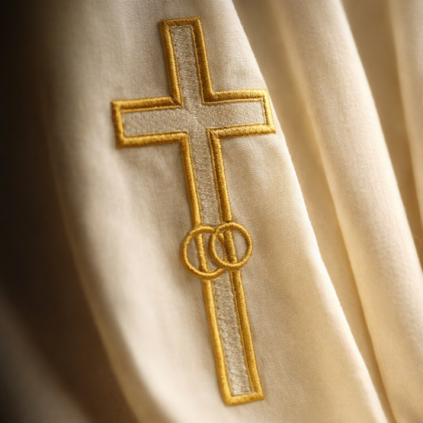 Stuła kapłańska ślubna – Sakrament Małżeństwa | ecru złota
