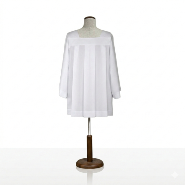 Komża ministrancka tropik – biała, 100% poliester (strecz)