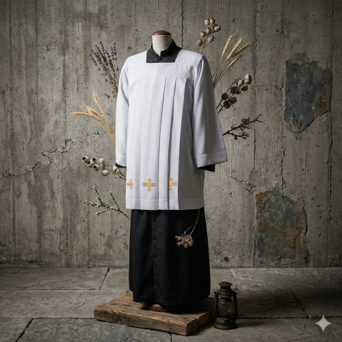 Komża kapłańska ze złotymi krzyżami – haft | Szaty Liturgiczne