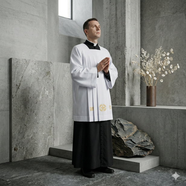 Komża kapłańska z haftem ornamentowym – | Szaty Liturgiczne