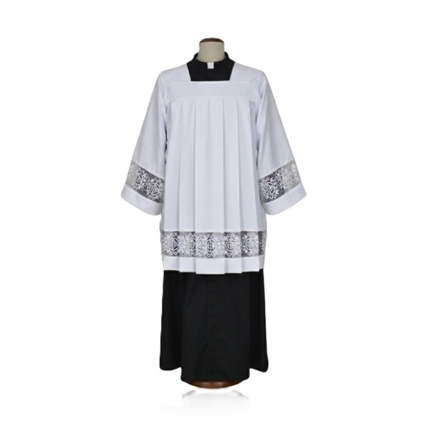 Komża kapłańska IHS – bawełniana koronka eucharystyczna | Szaty LIturgiczne