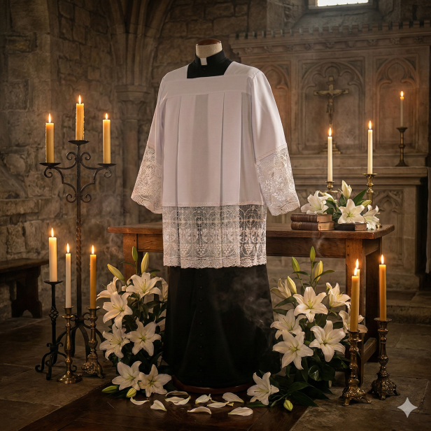 Komża kapłańska z bawełnianą gipiurą | Szaty LIturgiczne