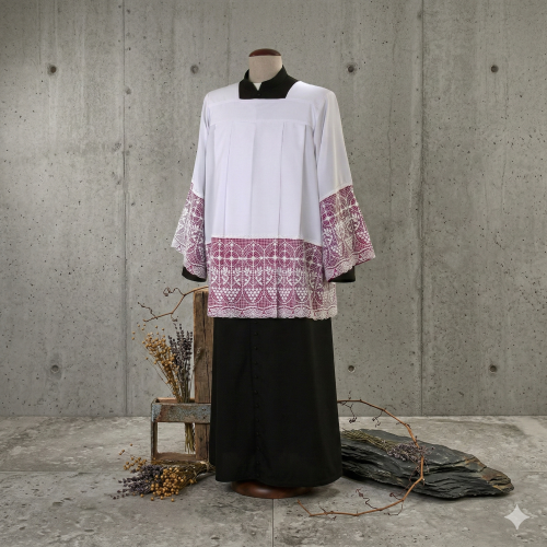 Komża kapłańska z gipiurą i podbitką kanonicką |Szaty Liturgiczne